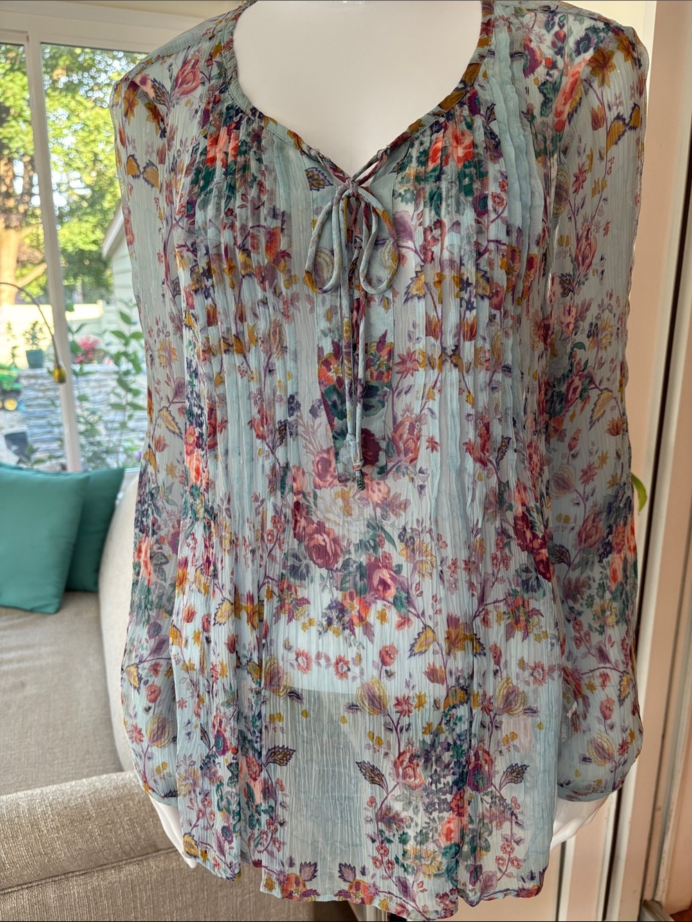 Lucky Brand Light Blue Floral Blouse